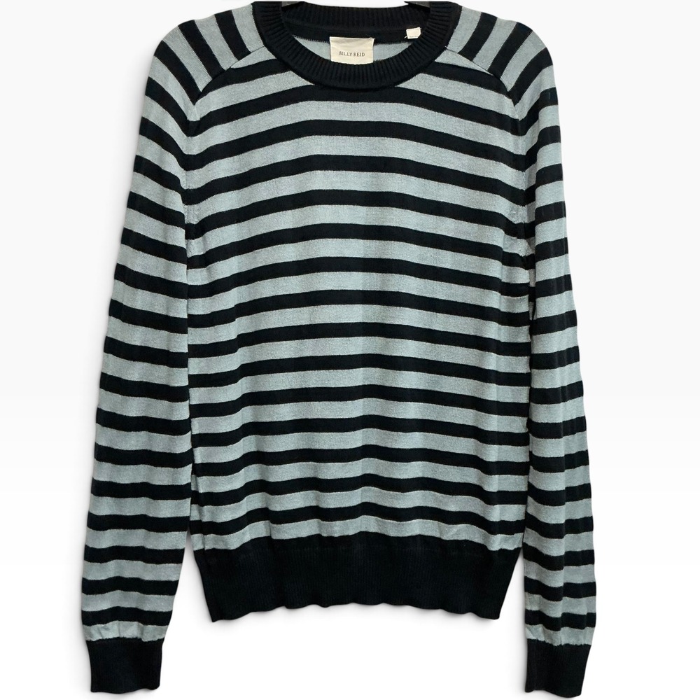 Billy Reid Mens S Pima Cotton Cashmere Lightweight Knit Striped Crewneck Sweater